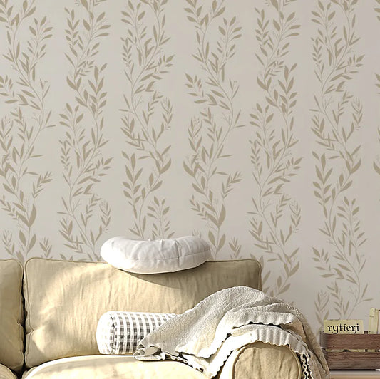 Papel de Parede Folhagens Bege