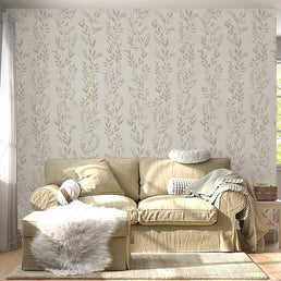 Papel de Parede Folhagens Bege