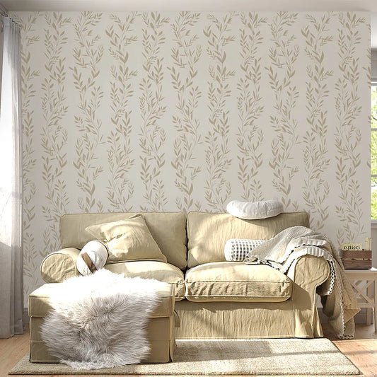 Papel de Parede Folhagens Bege