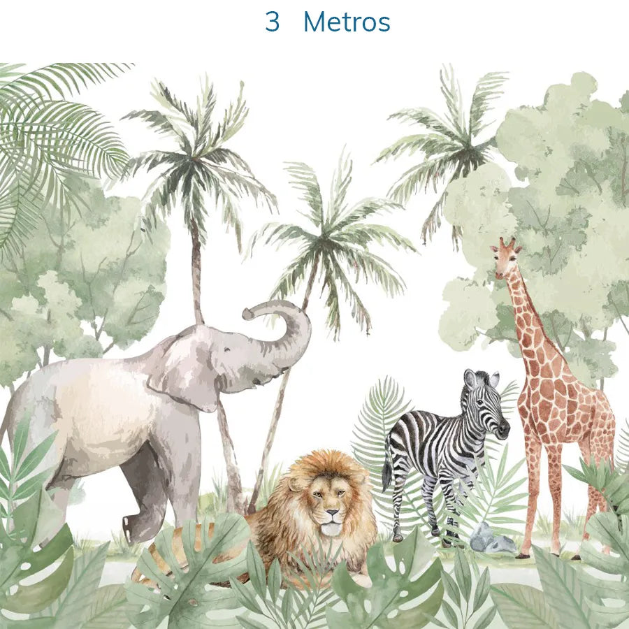 Papel de Parede Infantil Safari Verde - Mural