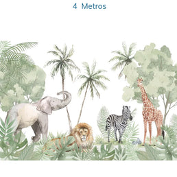 Papel de Parede Infantil Safari Verde - Mural