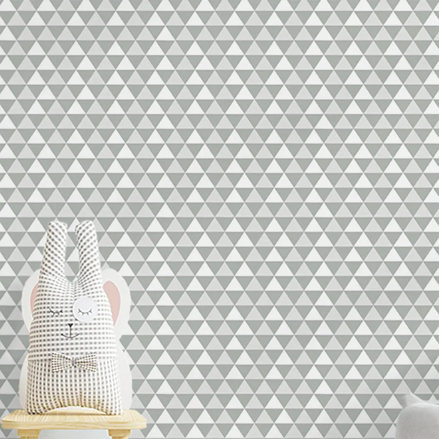 Papel de Parede Infantil Triângulos Cinza