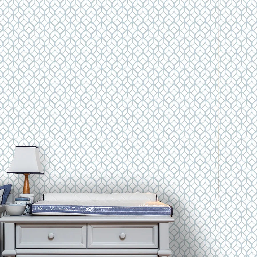 Papel de Parede Infantil Folhas Invertido Azul Claro