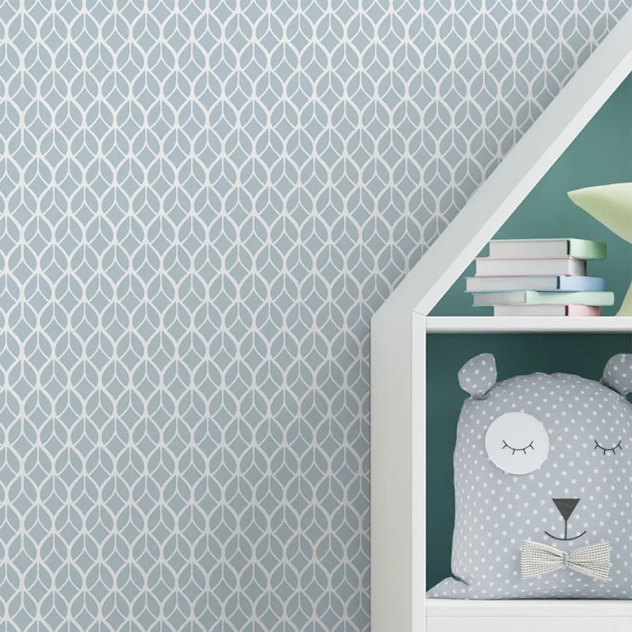 Papel de Parede Infantil Folhas Azul Claro