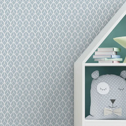 Papel de Parede Infantil Folhas Azul Claro