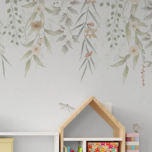 Papel de Parede Infantil Jardim Suspenso do Outono Coral - Mural