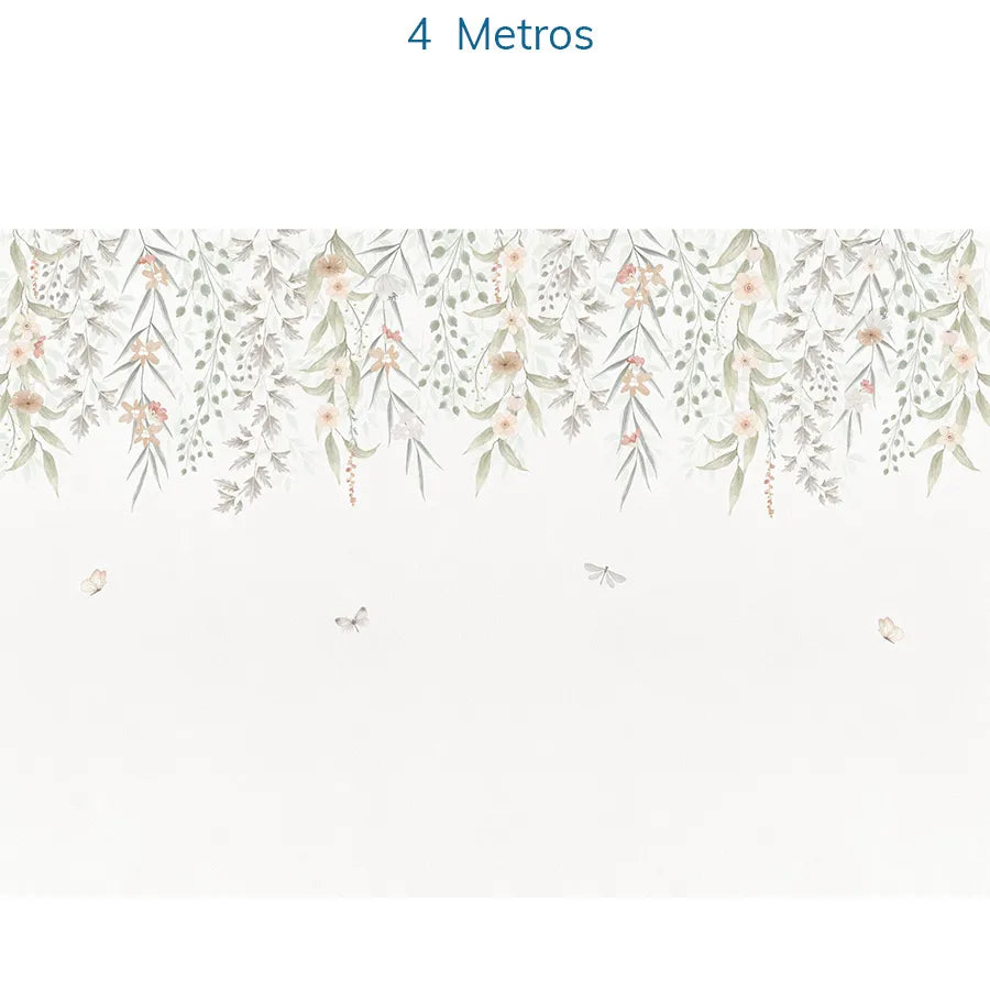 Papel de Parede Infantil Jardim Suspenso do Outono Coral - Mural