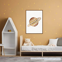 Quadro Infantil Saturno Coral - Vertical