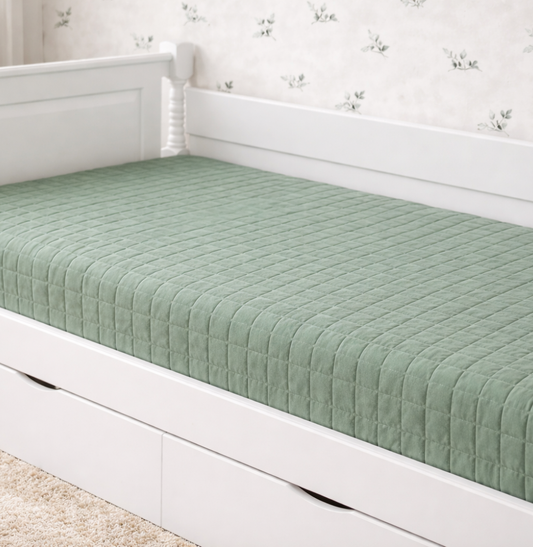 Colcha Com Elástico Quadradinho - Verde Seco