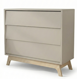 Cômoda de Bebê Raika 3 Gavetas Greige Com Pé Madeira Clara