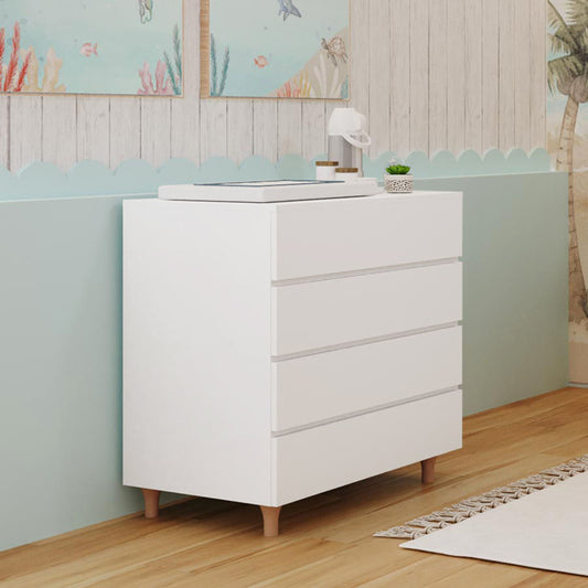 Cômoda de Bebê Haus Nature 4 Gavetas Branca e Carvalho 90CM