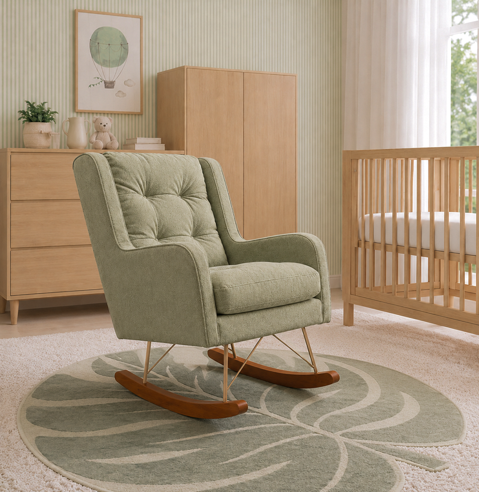 POLTRONA MAJU COM PUFF BALANÇO BOUCLE VERDE