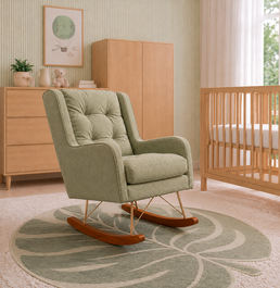 POLTRONA MAJU COM PUFF BALANÇO BOUCLE VERDE