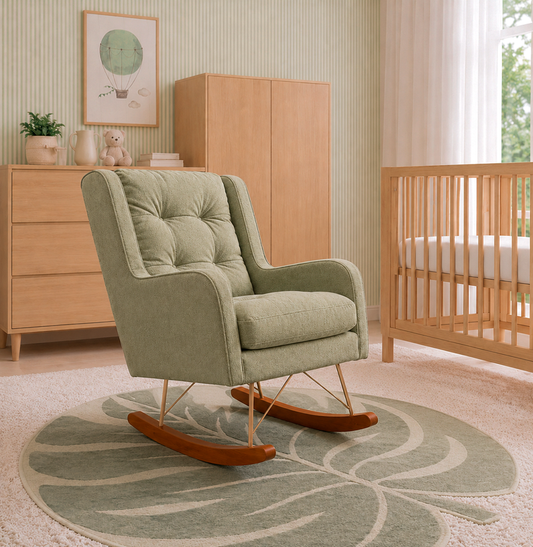 POLTRONA MAJU COM PUFF BALANÇO BOUCLE VERDE