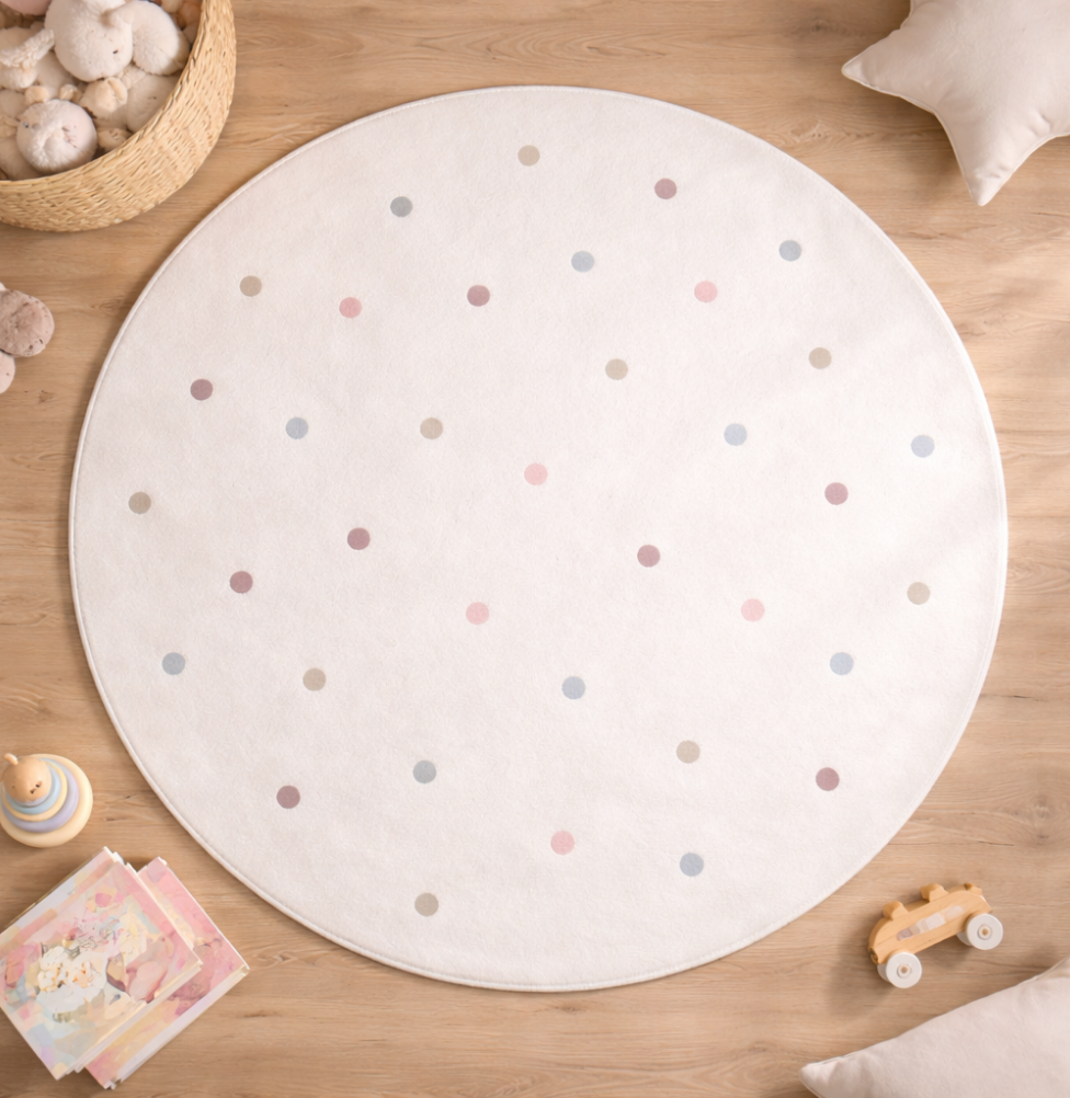 Tapete Infantil Redondo Poá - Rosa