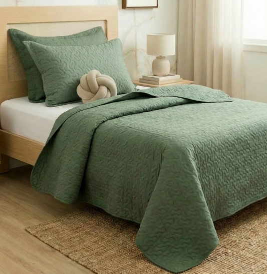 Kit Colcha Infinity 2 Peças - Verde Seco