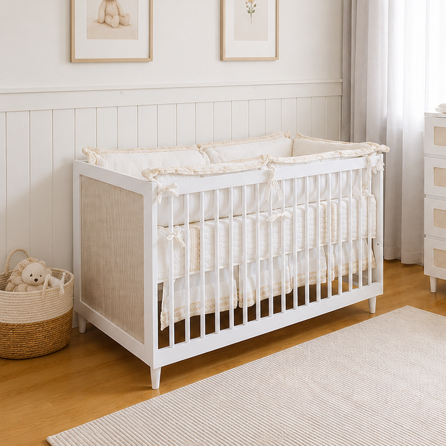 Berço Haus Nature Com Palha 3 em 1 - Branco