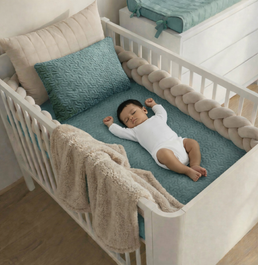 Colcha Com Elástico Para Berço Infinity - Verde Seco