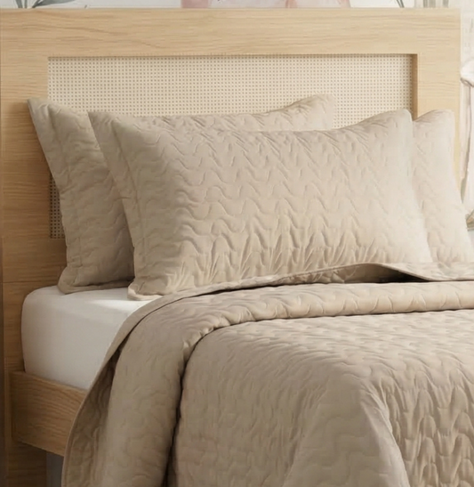 Kit Colcha Casal Infinity 3 Peças - Bege