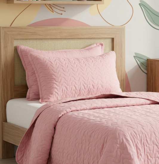 Kit Colcha Casal Infinity 3 Peças - Rosa Chá