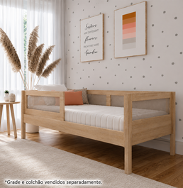 Cama Sofá Haus Nature Com Palha 2 em 1 - Carvalho
