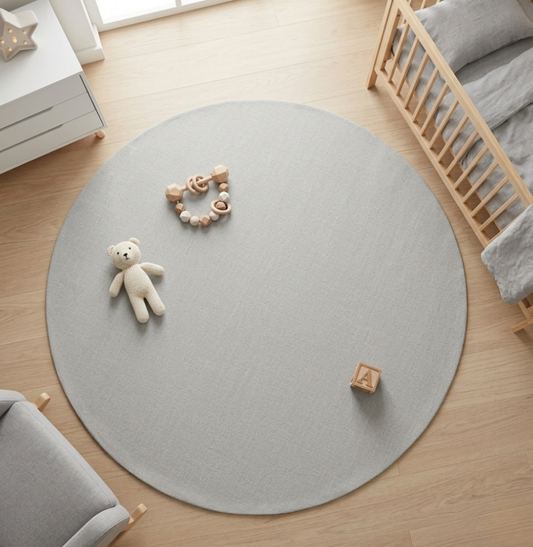 Tapete Infantil Redondo Linho - Cinza