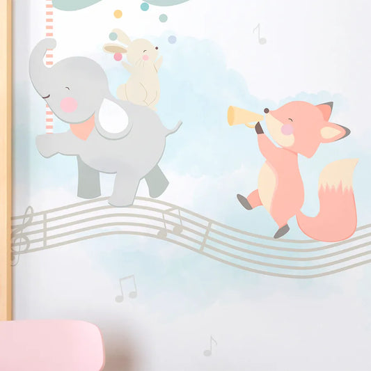 Papel de Parede Infantil Banda de Animais Rosa - Mural