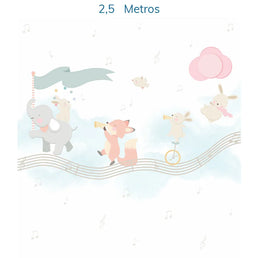 Papel de Parede Infantil Banda de Animais Rosa - Mural