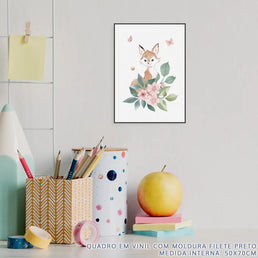 Quadro Infantil Raposa Jardim da Mali - Vertical