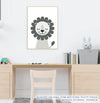 Quadro Infantil Leão Moderno Cinza - Vertical