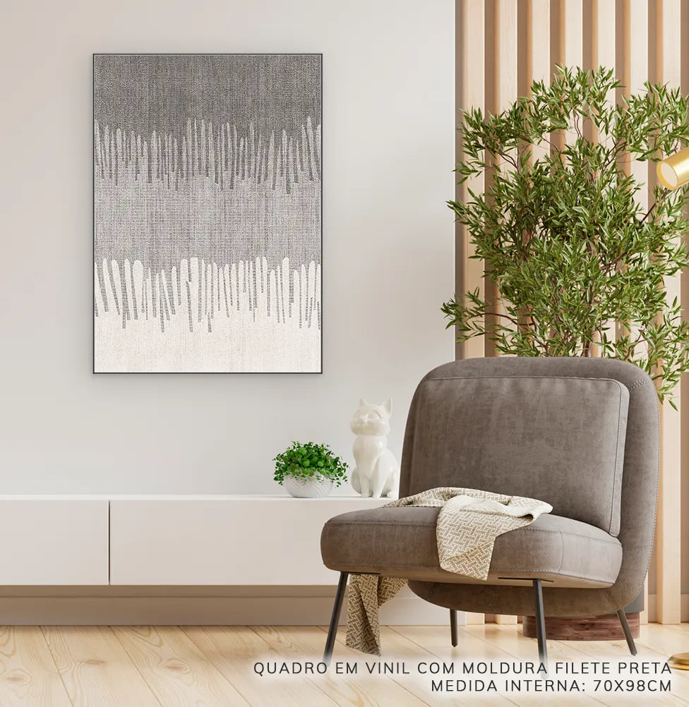 Quadro Rabisco Cinza Tinta – Vertical