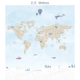 Papel de Parede Infantil Mapa Mundi - Mural