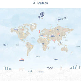 Papel de Parede Infantil Mapa Mundi - Mural