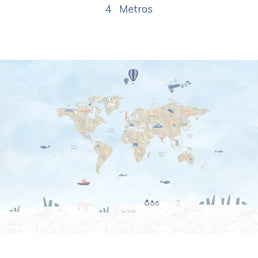 Papel de Parede Infantil Mapa Mundi - Mural