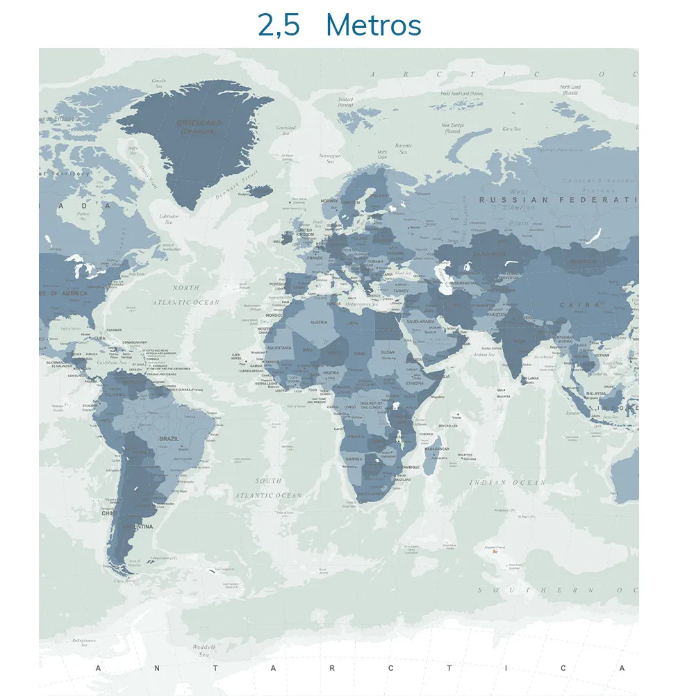 Papel de Parede Infantil Mapa Geopolítico Azul - Mural