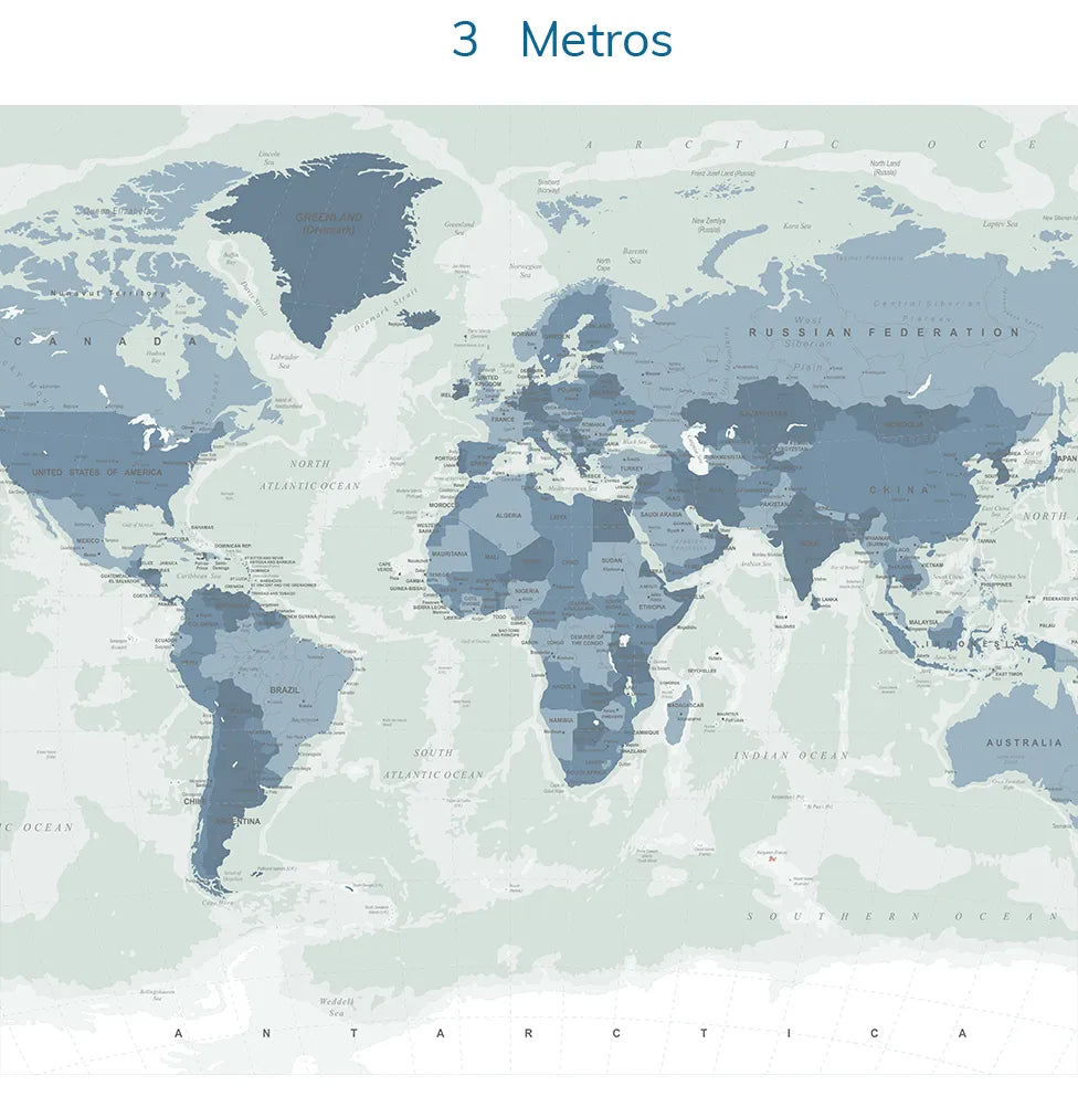 Papel de Parede Infantil Mapa Geopolítico Azul - Mural