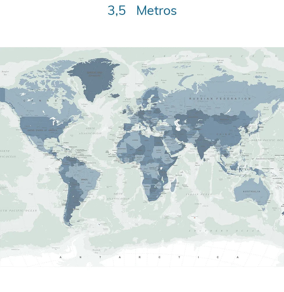 Papel de Parede Infantil Mapa Geopolítico Azul - Mural
