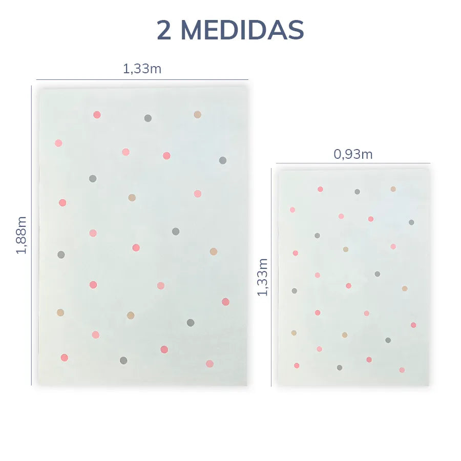 Tapete Infantil Retangular Poá - Rosa