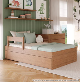 Cama Solteiro Turca Slim Com Cama Auxiliar - Freijó