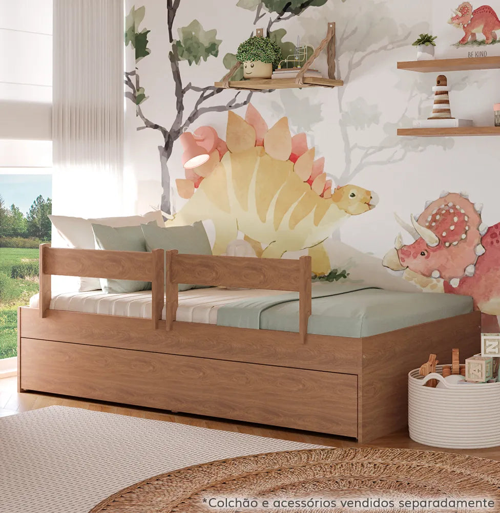 Cama Solteiro Turca Slim Com Cama Auxiliar - Freijó