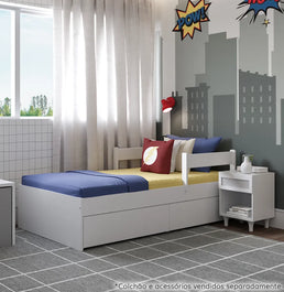 Cama Solteiro Turca Slim Com 2 Gavetas - Branco