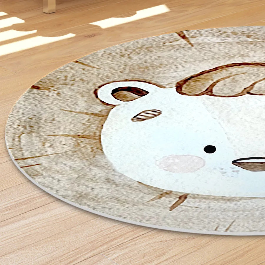 Tapete Infantil Redondo Leão - Bege