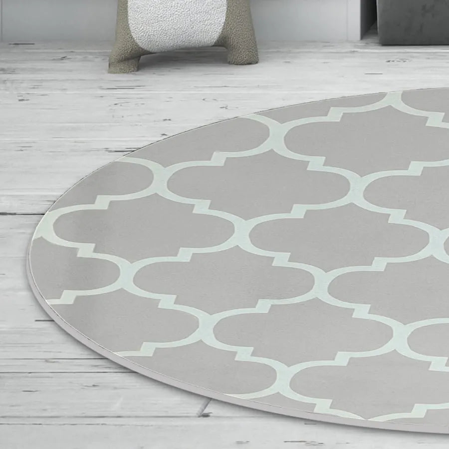 Tapete Infantil Redondo Arabesco - Cinza