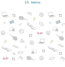 Papel de Parede Infantil Sport e Game Cinza - Mural
