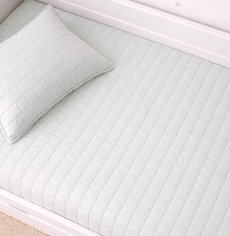 Colcha de Solteiro com Elástico Quadradinho Chambre - Verde Mescla