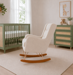 POLTRONA MAJU COM PUFF BALANÇO LINHO CREME
