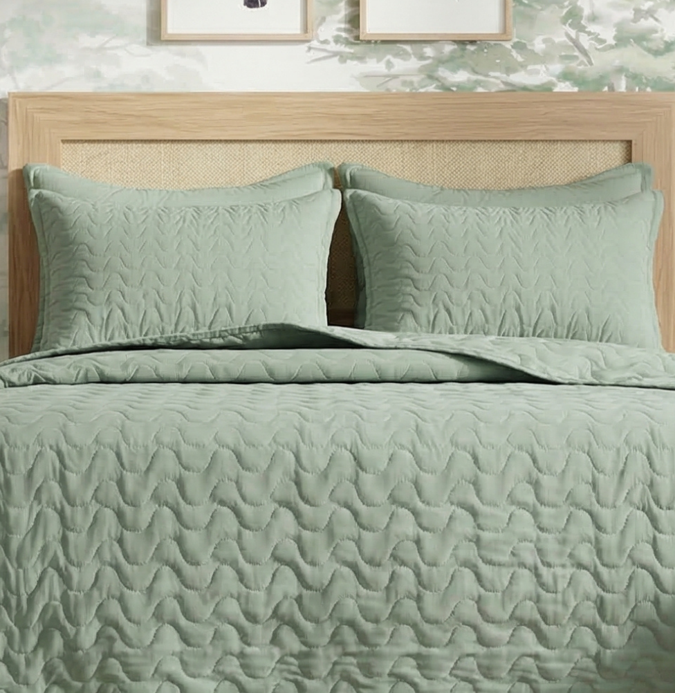 Kit Colcha Casal Infinity 3 Peças - Verde Seco