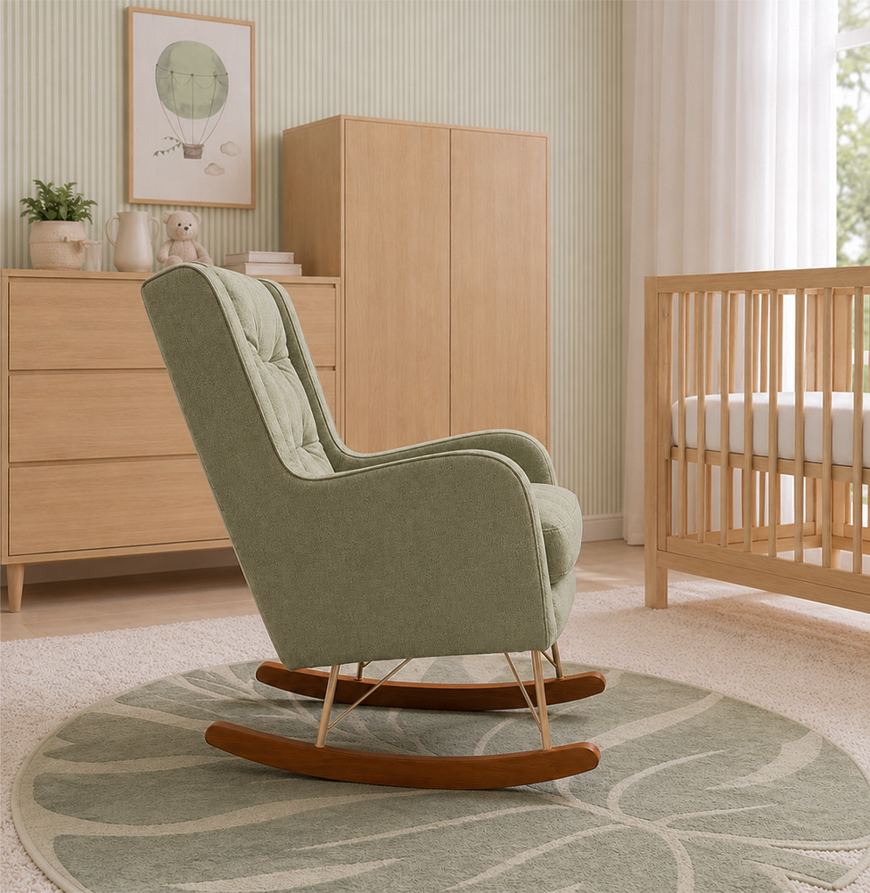 POLTRONA MAJU COM PUFF BALANÇO BOUCLE VERDE