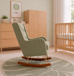 POLTRONA MAJU COM PUFF BALANÇO BOUCLE VERDE