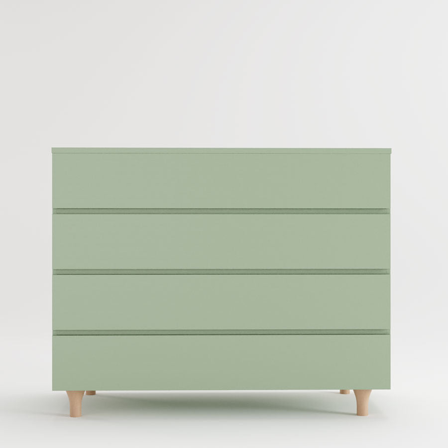 Cômoda de Bebê Haus Nature 4 Gavetas Verde Jardim e Carvalho 110CM